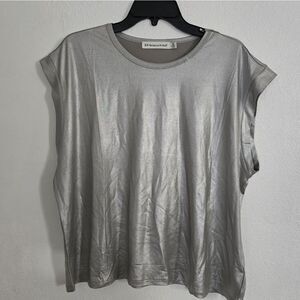 Rebecca Minkoff Silver Metallic Sleveeless Shirt Size XL